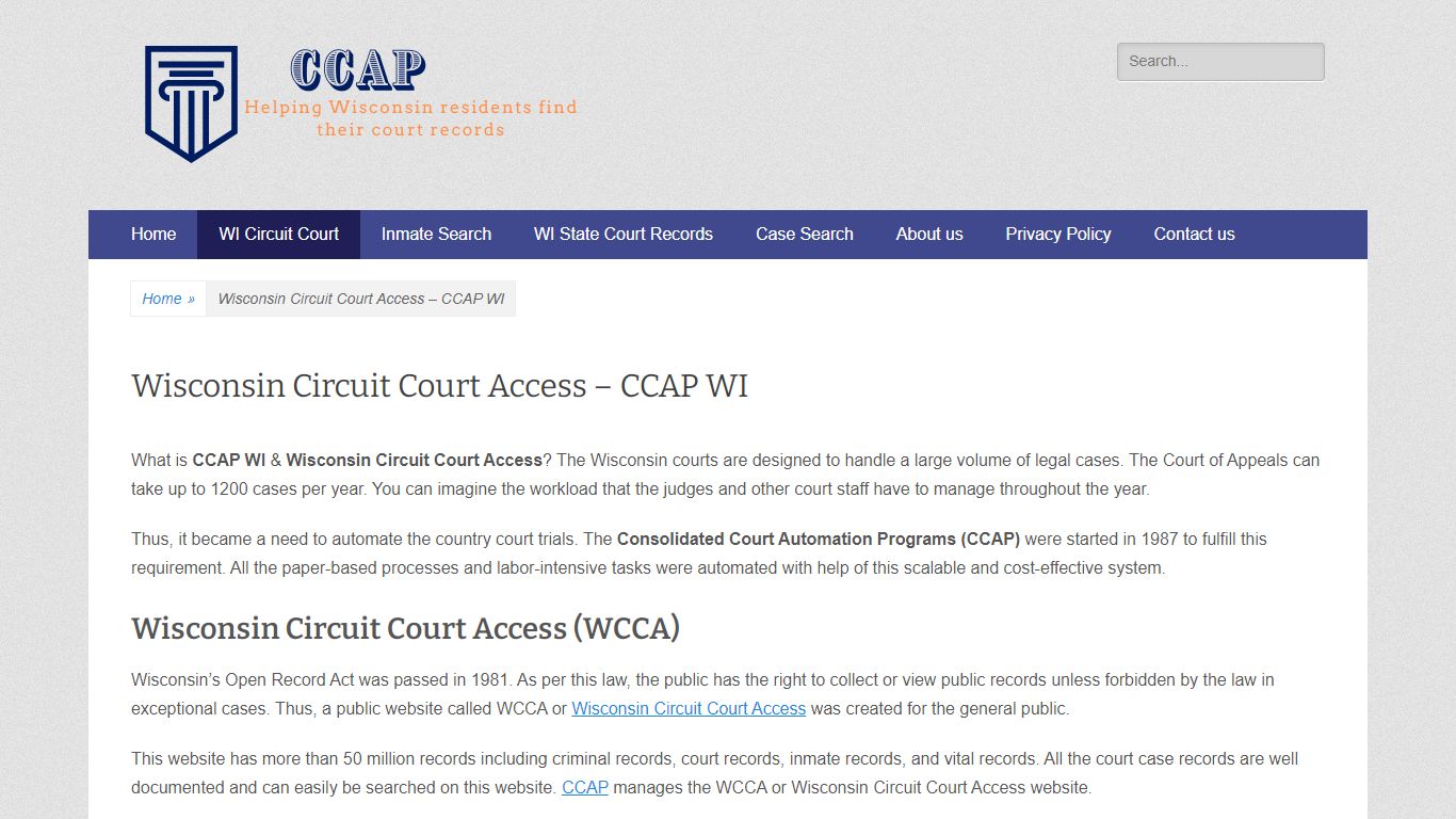 Wisconsin Circuit Court Access – CCAP WI - CCAP Wiscoinsin