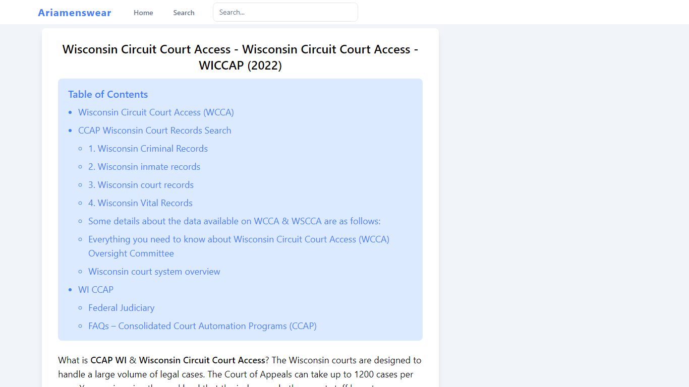 Wisconsin Circuit Court Access - Wisconsin Circuit Court Access ...